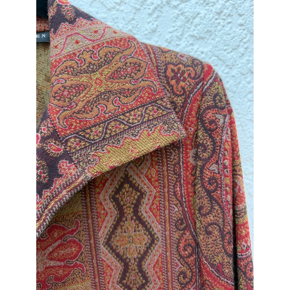 Vintage Ralph Lauren Wool Silk Paisley Tapestry Duster Coat Red Made in Italy - Picture 3 of 12